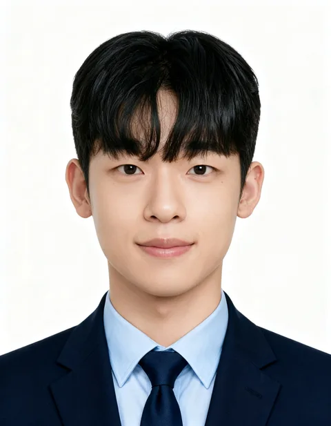 20대 남성 고객의 인핸즈 AI 증명사진 제작 결과 (2번째 사진)