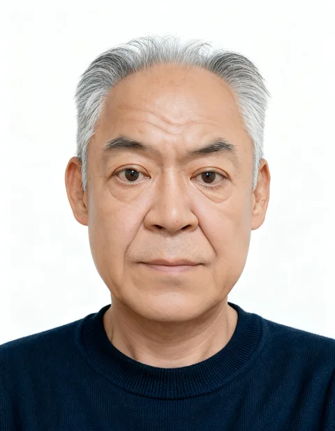 50대 이상 남성 고객의 인핸즈 AI 증명사진 제작 결과 (2번째 사진)