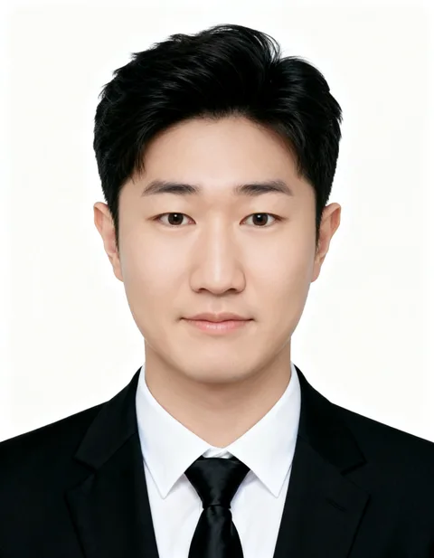 20대 남성 고객의 인핸즈 AI 증명사진 제작 결과 (1번째 사진)