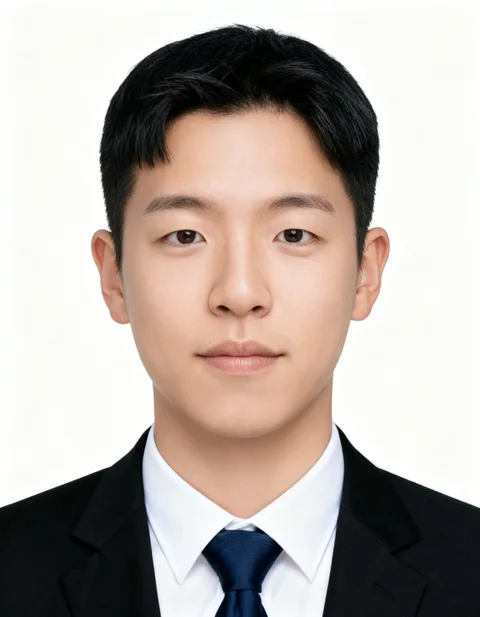 20대 남성 고객의 인핸즈 AI 증명사진 제작 결과 (1번째 사진)